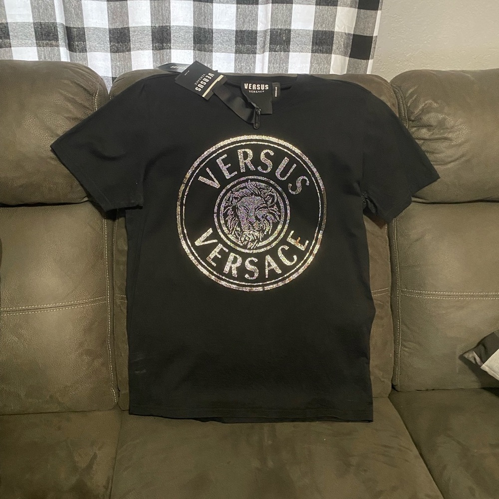 Black Versace Lion Head T Shirt